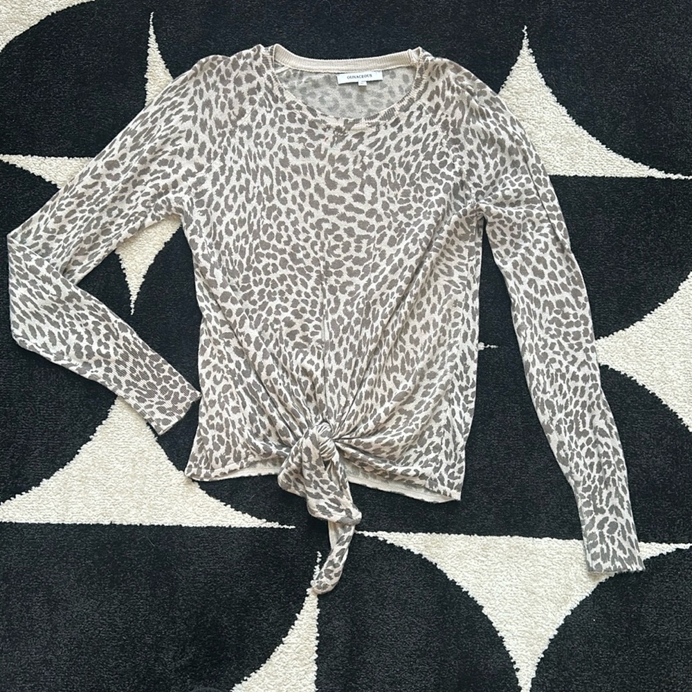 Cheetah tie waist sweater
